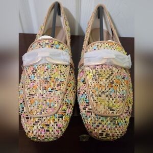 Tahari Multicolor Woven Tweed Loafers